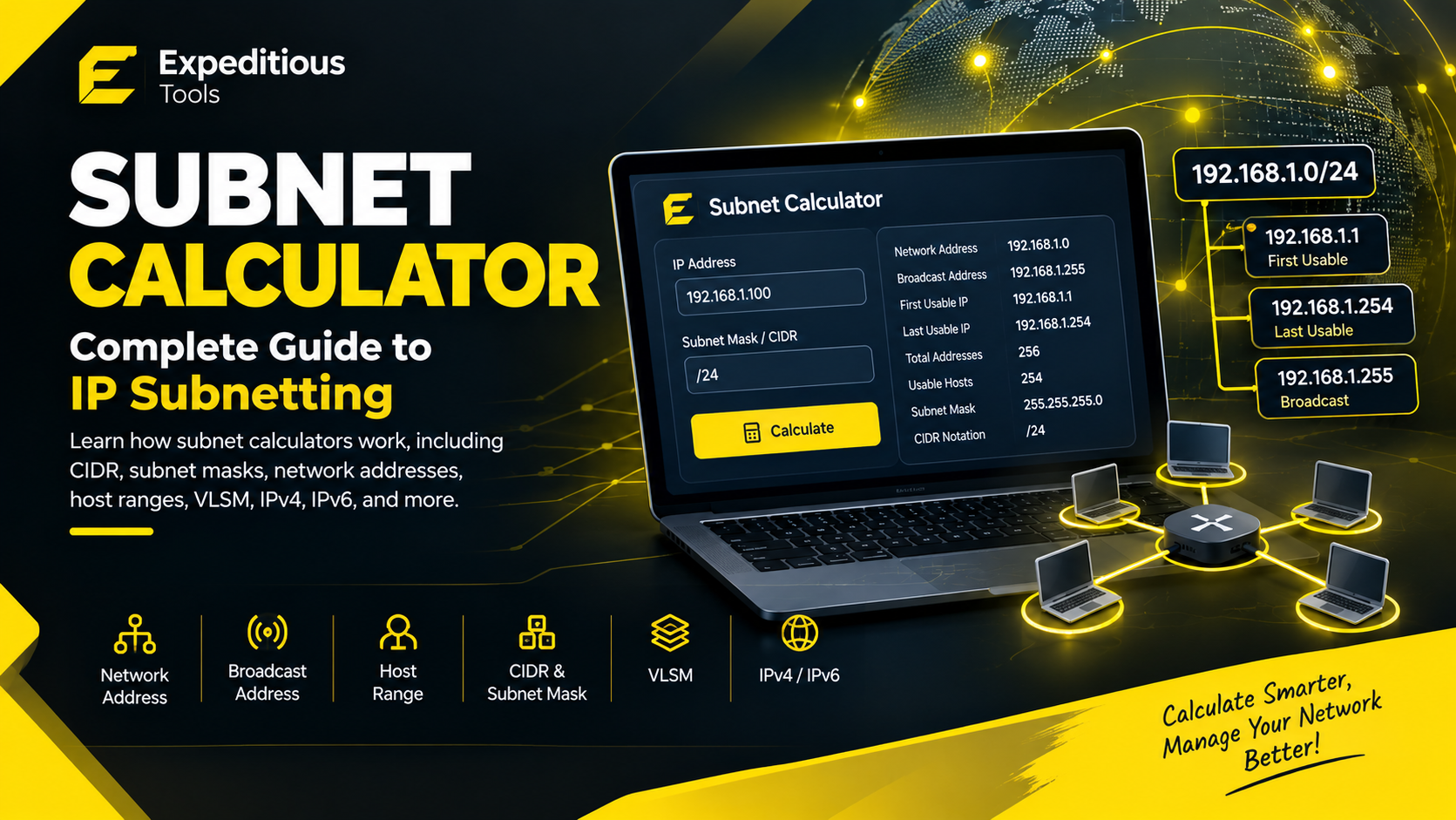 Subnet calculator for IP addresses and network subnetting