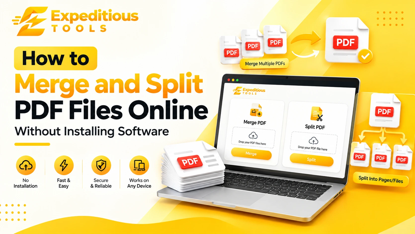 Merge and split PDF files online without installing software